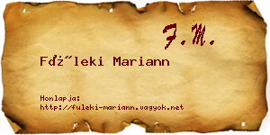 Füleki Mariann névjegykártya